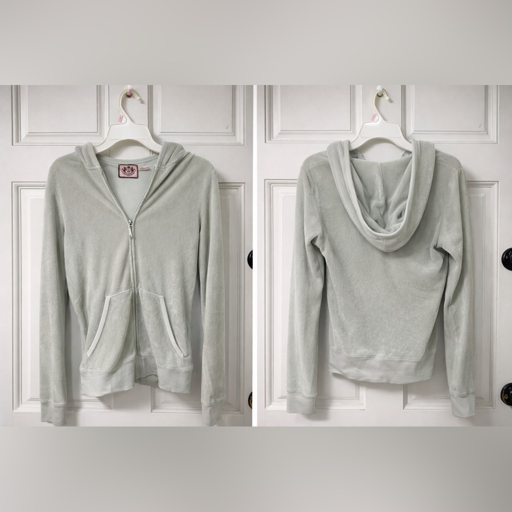 Vintage Y2K Juicy Couture Velour Zip Hoodie Sage Green, size small